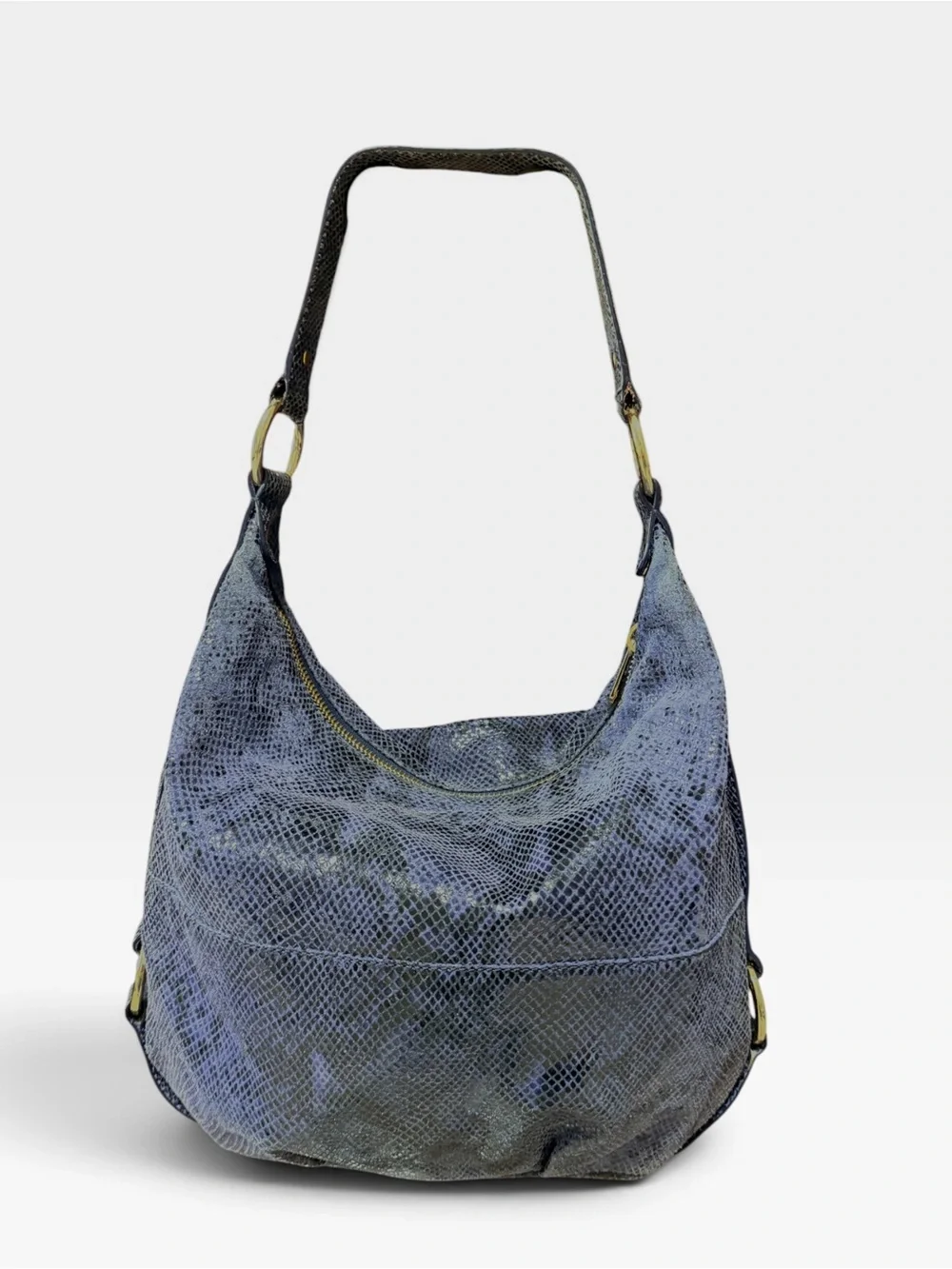 Michael Kors Cobalt/Navy Snakeskin-Textured Hobo Bag